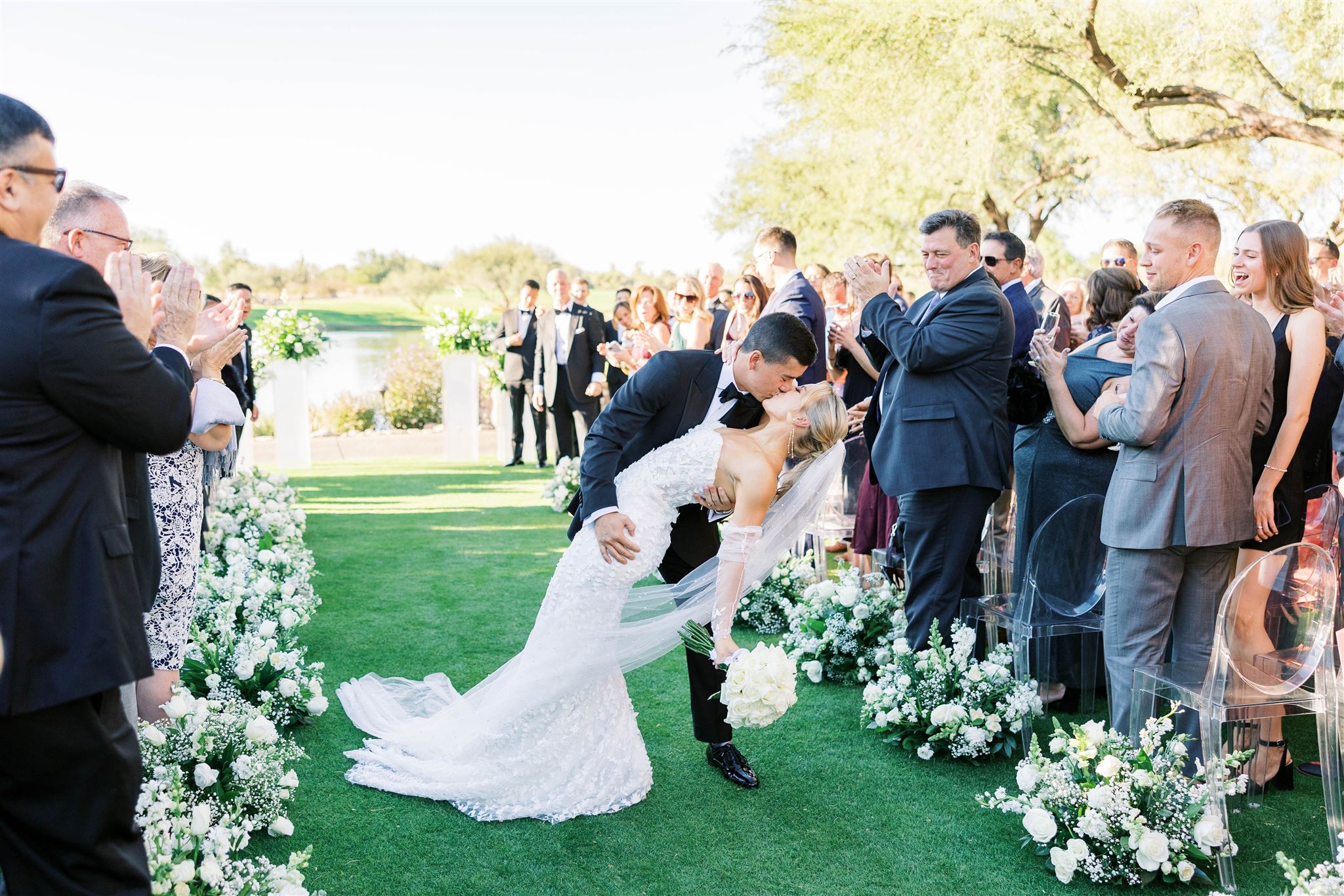 Bride and Groom Kissing Grayhawk Golf Club, Scottsdale Arizona Wedding